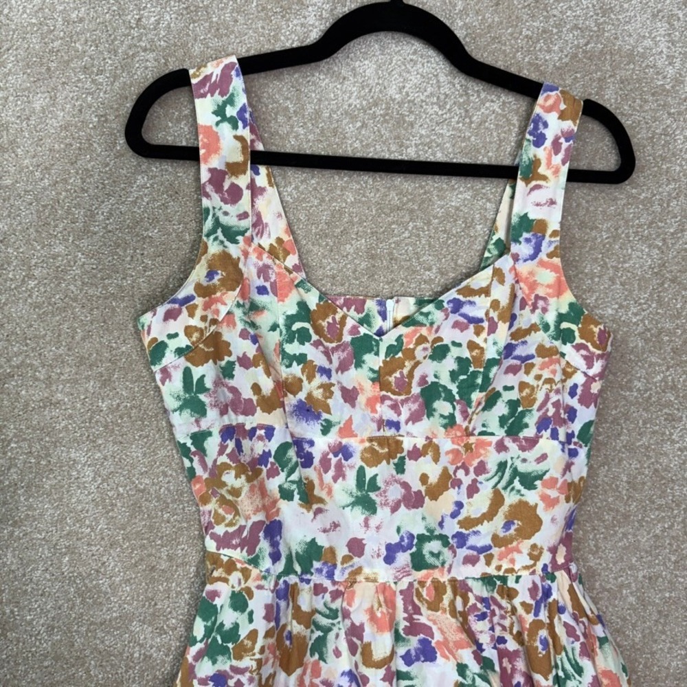 VINTAGE ALAIN TOUSSAINT Floral Midi Dress Women's 10 Petite 10P 90s Cottagecore - Picture 4 of 9